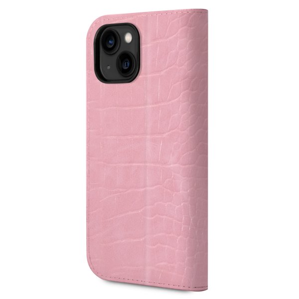 Guess iPhone 14 Plus Suojakotelo Croco Vaaleanpunainen