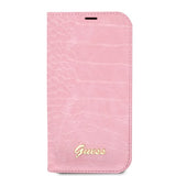 Guess iPhone 14 Plus Suojakotelo Croco Vaaleanpunainen