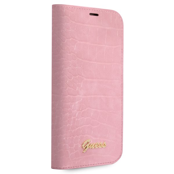Guess iPhone 14 Plus Suojakotelo Croco Vaaleanpunainen