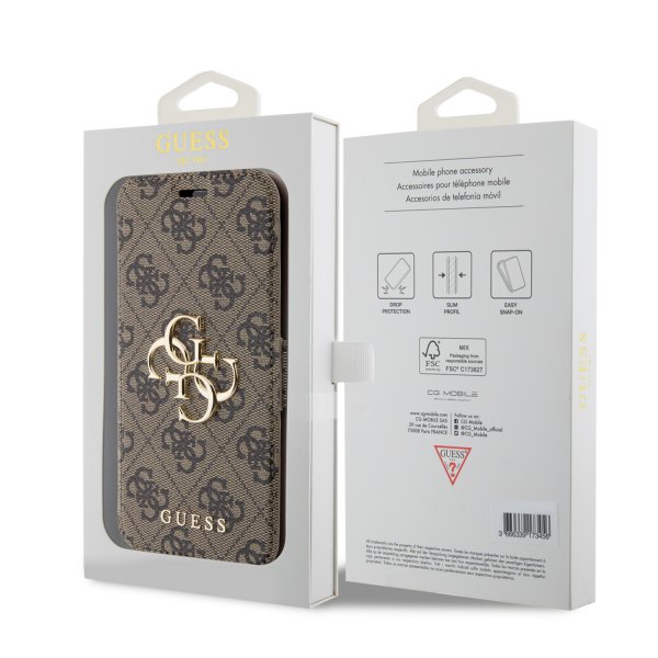 Guess iPhone 15 -suojakuori 4G Logo, ruskea