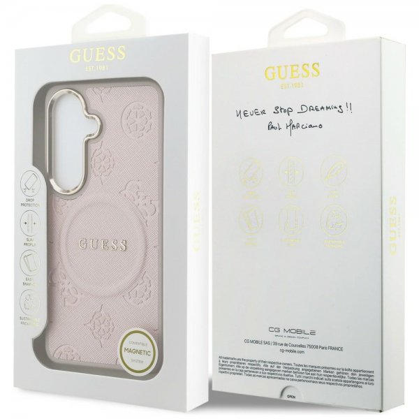 Guess Samsung Galaxy S26 Kuori Saffiano Peony MagSafe Roosa