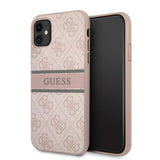 Guess iPhone 11 -suojakuori painetulla vaaleanpunaisella raidalla
