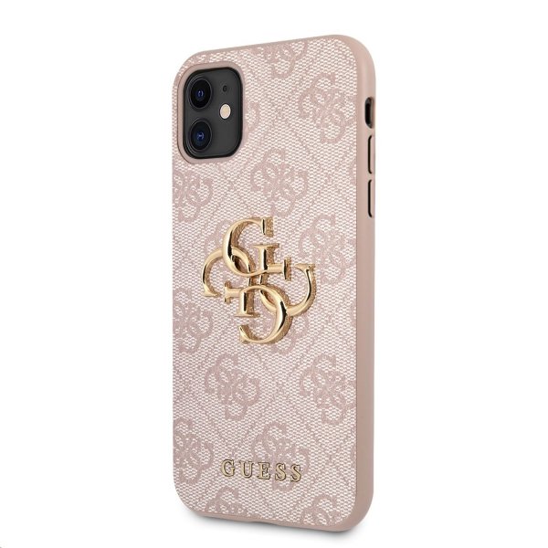 Guess iPhone 11 -suojakuori, metallilogo, vaaleanpunainen