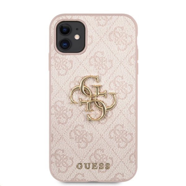 Guess iPhone 11 -suojakuori, metallilogo, vaaleanpunainen