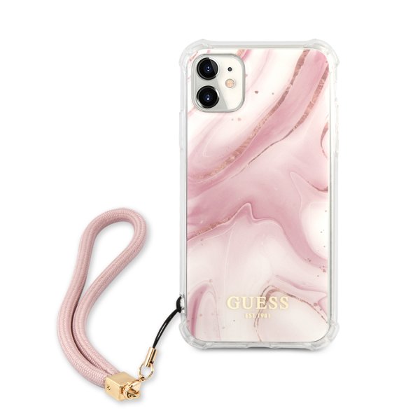 Guess iPhone 11 -suojakuori Marble Rosa