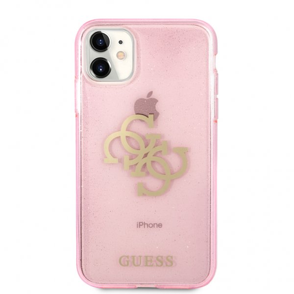 Guess iPhone 11 -suojakuori, täynnä kimalletta, pinkki
