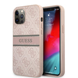 Guess iPhone 12 Pro Max -kuoret, Printed Stripe, pinkki