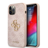 Guess iPhone 12 Pro Max -kuori metallilogolla, ruusukulta