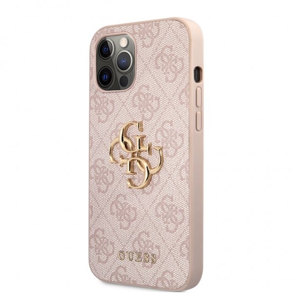 Guess iPhone 12 Pro Max -kuori metallilogolla, ruusukulta