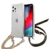 Guess iPhone 12 Pro Max -suojakuori, Chain & Script, kulta, läpinäkyvä