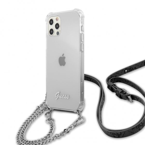 Guess iPhone 12 Pro Max -kuoret Chain & Script Silver Klar