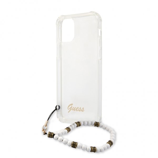 Guess iPhone 12 Pro Max Kuori Script & Pearls Valkoinen Kirkas