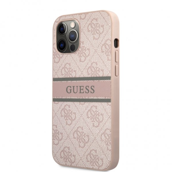 Guess iPhone 12/iPhone 12 Pro Kuoret Printed Stripe Rosa