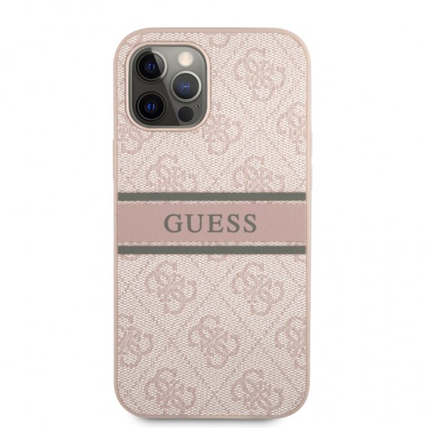 Guess iPhone 12/iPhone 12 Pro Kuoret Printed Stripe Rosa