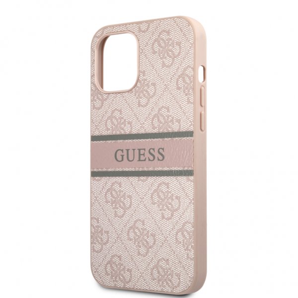 Guess iPhone 12/iPhone 12 Pro Kuoret Printed Stripe Rosa