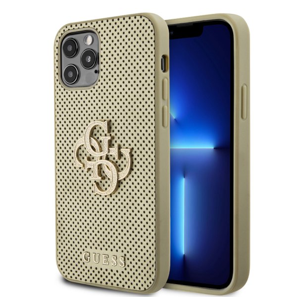 Guess iPhone 12/iPhone 12 Pro Kuori Perforoitu Glitter Kulta