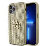 Guess iPhone 12/iPhone 12 Pro Kuori Perforoitu Glitter Kulta
