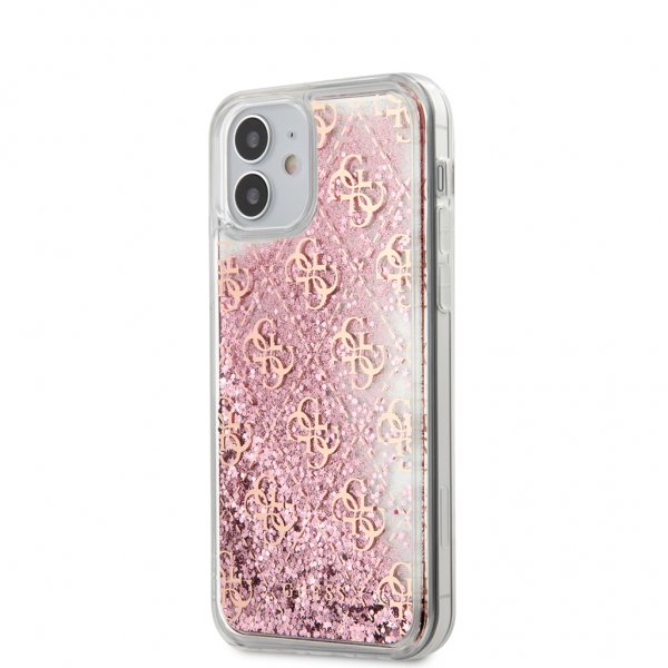 Guess iPhone 12 Mini Kuori Liquid Glitter Pinkki