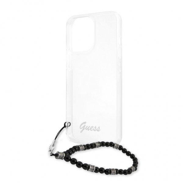 Guess iPhone 13 Pro -suojakuori Pearl Handle Script Logo, musta