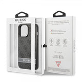 Guess iPhone 13 Pro -suojakuori Printed Stripe Bottom, harmaa