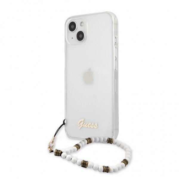 Guess iPhone 13 Kuori Pearl Handle Script Logo Valkoinen