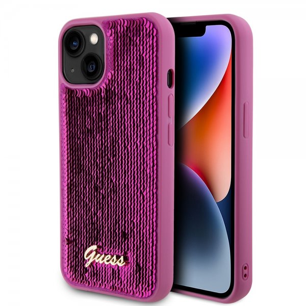 Guess iPhone 13 Sequin Fuschia -suojakuori