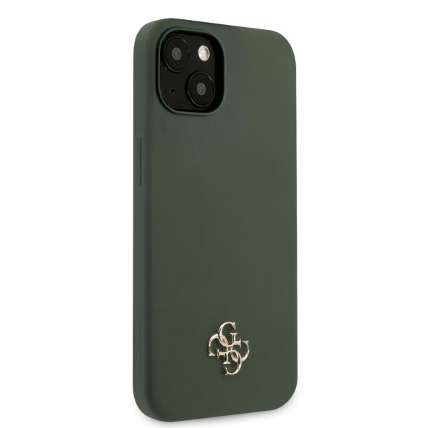 Guess iPhone 13 Kuori Silikoni Metalli Logo 4G Vihreä