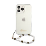 Guess iPhone 13 Pro Max kuori Pearl Handle Script Logo White