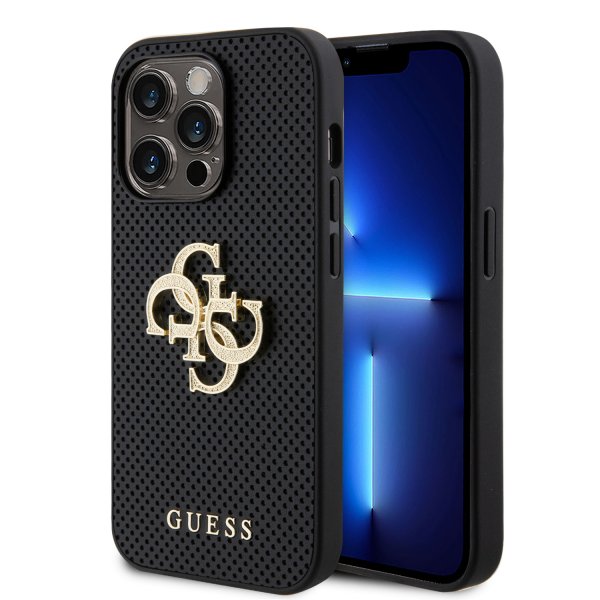 Guess iPhone 15 Pro Perforoitu Glitter Musta -kuori