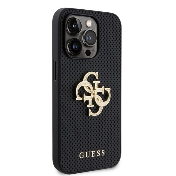Guess iPhone 15 Pro Perforoitu Glitter Musta -kuori