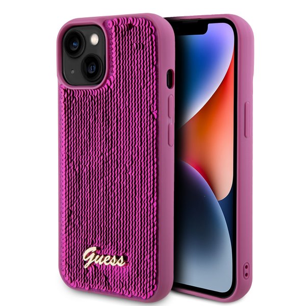 Guess iPhone 15 Kuoret Sequin Fuschia