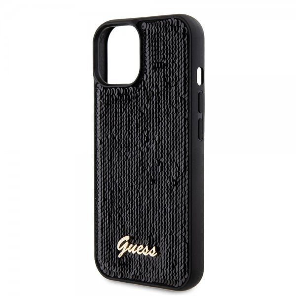 Guess iPhone 15 Kuoret Sequin Musta