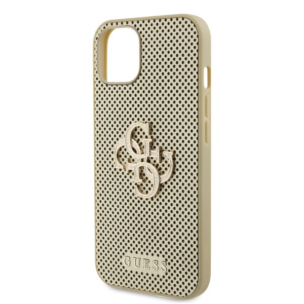 Guess iPhone 15 Kuori Perforated Glitter Kulta