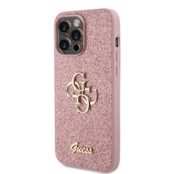 Guess iPhone 15 Pro Max Kuori Fixed Glitter Pink