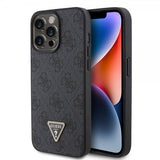 Guess iPhone 15 Pro Max Kuori 4G Metal Triangle Strass Musta