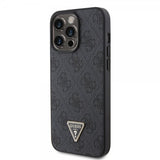 Guess iPhone 15 Pro Max Kuori 4G Metal Triangle Strass Musta