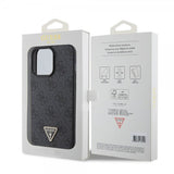 Guess iPhone 15 Pro Max Kuori 4G Metal Triangle Strass Musta
