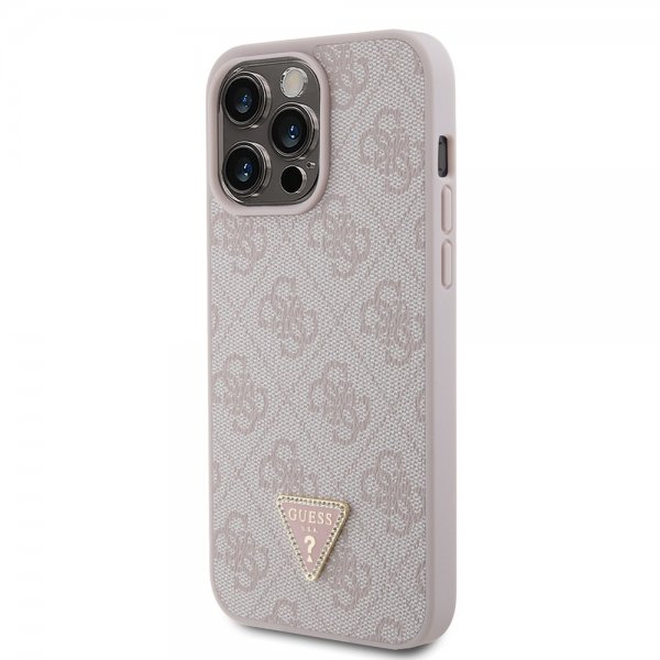 Guess iPhone 15 Pro Max Kuori 4G Metal Triangle Strass Ruusu