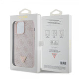 Guess iPhone 15 Pro Max Kuori 4G Metal Triangle Strass Ruusu