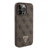 Guess iPhone 15 Pro Max Kuori 4G Metal Triangle Strass Ruskea