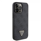 Guess iPhone 15 Pro Max Kuori Metal Logo Strass Crossbody Strap Musta
