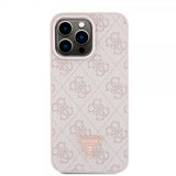 Guess iPhone 15 Pro Max Kuori Metal Logo Strass Crossbody Strap Ruusu