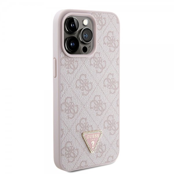 Guess iPhone 15 Pro Max Kuori Metal Logo Strass Crossbody Strap Ruusu