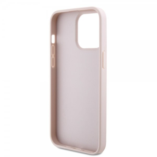 Guess iPhone 15 Pro Max Kuori Metal Logo Strass Crossbody Strap Ruusu