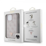 Guess iPhone 15 Pro Max Kuori Metal Logo Strass Crossbody Strap Ruusu
