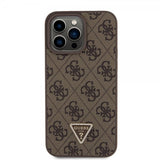 Guess iPhone 15 Pro Max Kuori Metal Logo Strass Crossbody Strap Ruskea