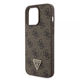 Guess iPhone 15 Pro Max Kuori Metal Logo Strass Crossbody Strap Ruskea