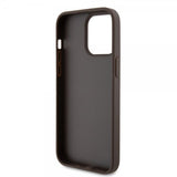 Guess iPhone 15 Pro Max Kuori Metal Logo Strass Crossbody Strap Ruskea