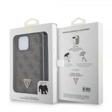 Guess iPhone 15 Pro Max Kuori Metal Logo Strass Crossbody Strap Ruskea