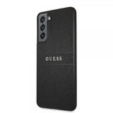 Guess Samsung Galaxy S21 FE Kuori Saffiano Metal Logo Musta